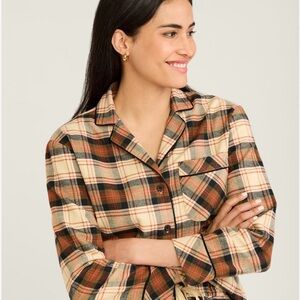 Pendleton Plaid Pajama Top - Cream, Brown, Black